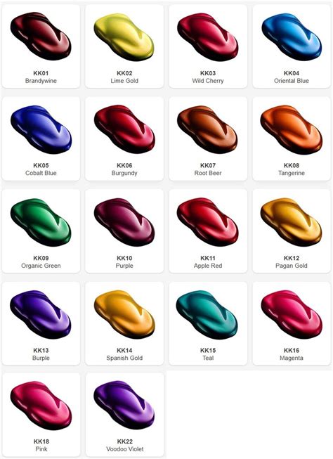 black red metallic paint house of color|house of kolor color chart.